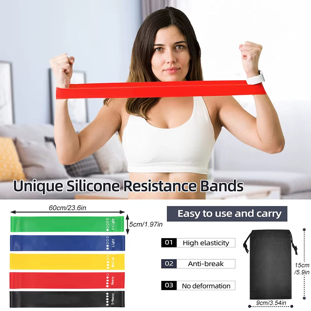 5Pcs Resistance Band Set for Men and Women 5 Elastic Bands with Different Resistance Levels for Long Workouts in the Home & Gym